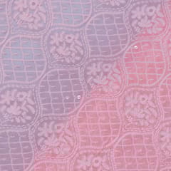 Pink Colour Georgette Chikan Embroidered Fabric