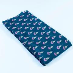 Blue Digital Crepe Printed Fabric