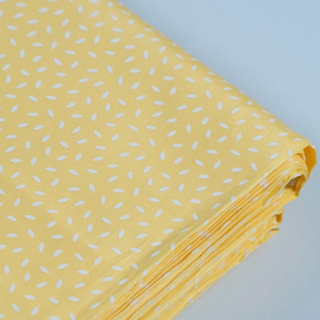 Yellow Colour Glace Cotton Printed Fabric (90Cm Piece)