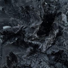 Black Net 3D Embroidered Fabric