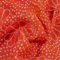 Orange Colour Chinon Chiffon Bandhni Printed Fabric