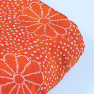 Orange Colour Chinon Chiffon Bandhni Printed Fabric