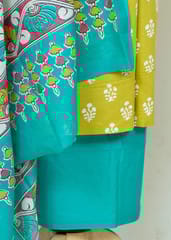 Lemon Colour Cotton Print Shirt With Cotton Bottom And Cotton Dupatta