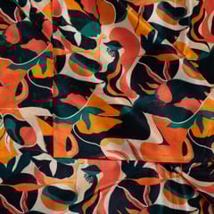 Multi Color Pure Crepe Jungle Abstract Digital Printed Fabric