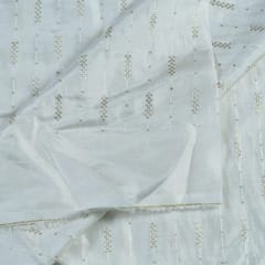 White Dyeable Uppada Sequin Embroidered Fabric