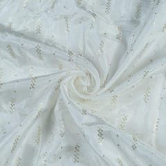 White Dyeable Uppada Sequin Embroidered Fabric