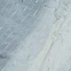 White Dyeable Uppada Sequin Embroidered Fabric