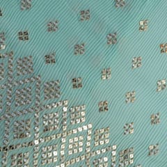 Sea Green Color Georgette Pleat Embroidered Fabric