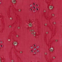 Georgette Faux Mirror Embroidered Fabric