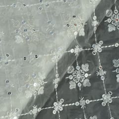 Organza Faux Mirror Embroidered Fabric