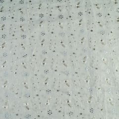 Georgette Faux Mirror Embroidered Fabric