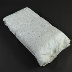 Uppada Silk Faux Mirror Embroidered Fabric