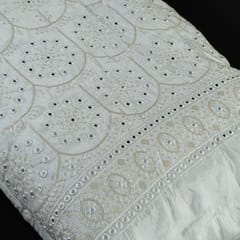 Uppada Silk Faux Mirror Embroidered Fabric