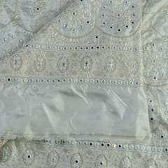 Uppada Silk Faux Mirror Embroidered Fabric