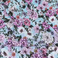 Sky Blue Colour Armani Satin Digital Printed Fabric