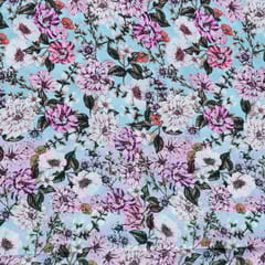 Sky Blue Colour Armani Satin Digital Printed Fabric