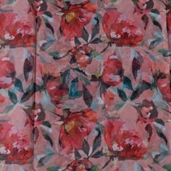 Peach Colour Organza Digital Printed Fabric