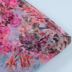 Grey Colour Organza Digital Printed Fabric
