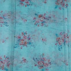 Light Firozi Colour Organza Digital Printed Fabric