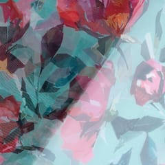 Firozi Colour Organza Digital Printed Fabric