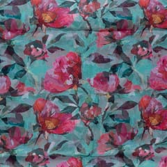 Firozi Colour Organza Digital Printed Fabric