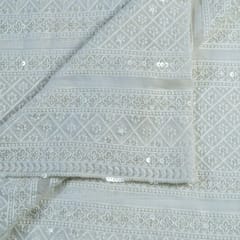 Dyeable Georgette Sequins and Zari Embroidered Fabric Big Width