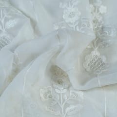 Dyeable Georgette Sequins and Zari Embroidered Fabric Big Width