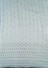 Dyeable Georgette White Thread and Mirror Embroidered Fabric Big Width