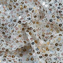 Dyeable Multi Colour Georgette Sequins Embroidered Fabric
