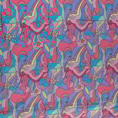 Peach Colour Heavy Satin Digital Printed Fabric