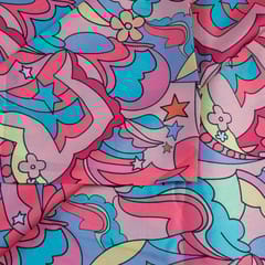Peach Colour Heavy Satin Digital Printed Fabric