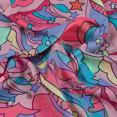 Peach Colour Heavy Satin Digital Printed Fabric