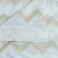 White Georgette Embroidered Fabric
