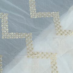 White Georgette Embroidered Fabric