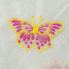 Cream Colour Modal Chanderi Butterfly Thread Embroidered Fabric
