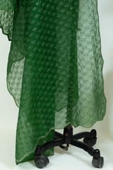 Green Colour Organza Embroidered Dupatta