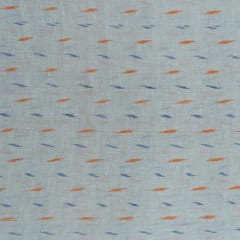 GREY WITH  BLUE  ORANGE  IKAT fabric