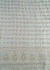 White Colour Dyeable Georgette Embroidered Fabric