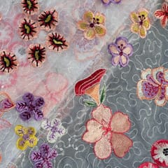 White Colour Organza Emboridery fabric