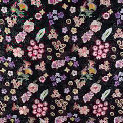 Black Colour Georgette Embroidered Fabric