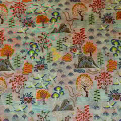 White Colour Georgette Embroidered Fabric