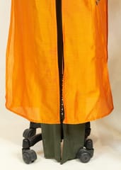 Orange Colour Chanderi Embroidered Shirt With Lycra Net Pajami