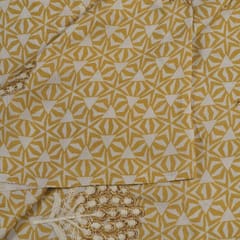 Yellow Color Muslin Print With Embroidered Fabric