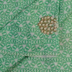 Green Colour Muslin Print With Embroidered Fabric