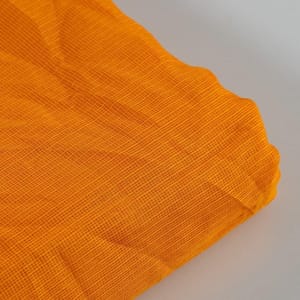 Orange Colour Kota Doria Checks fabric