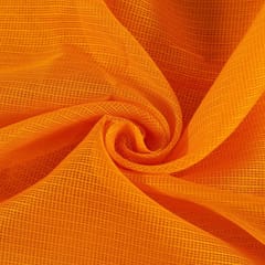 Orange Colour Kota Doria Checks fabric