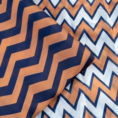 Rust and Blue Colour Georgette Satin ZigZag Print Set