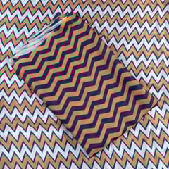 Rust and Blue Colour Georgette Satin ZigZag Print Set