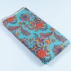 Firozi Colour Linen Cotton Digital Printed Fabric