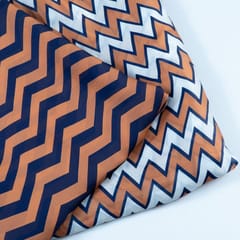 Rust and Blue Colour Georgette Satin ZigZag Print Set